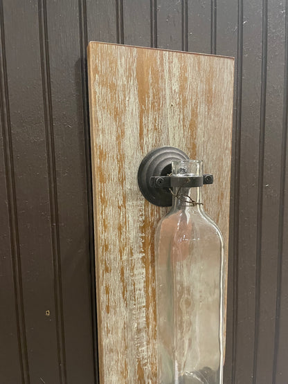 Hanging Wood Plaque w/Glass Bottle