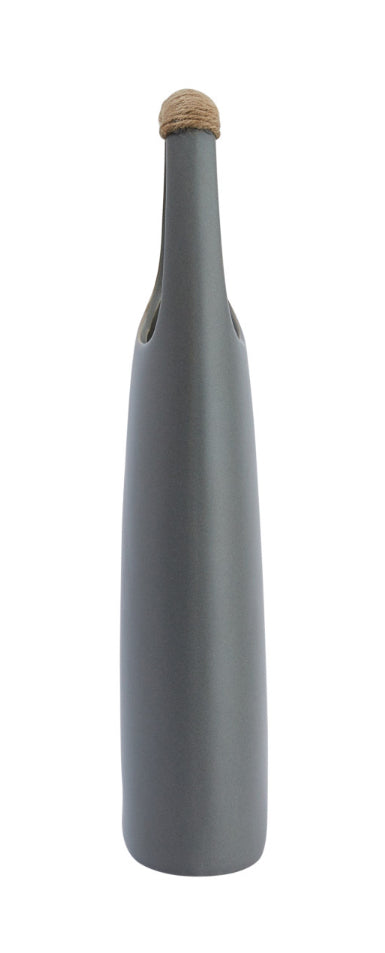 Stoneware Vase w/Rattan Wrapped Handle