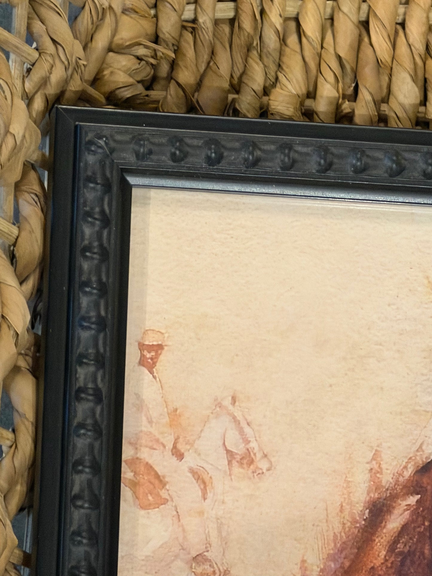8” x 10” Vintage oil painting of cowboy on horse