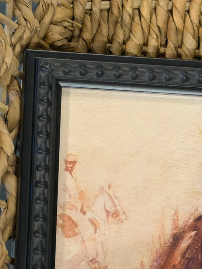 8” x 10” Vintage oil painting of cowboy on horse