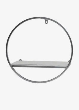 16” Silver Metal/White Wood Wall Shelf