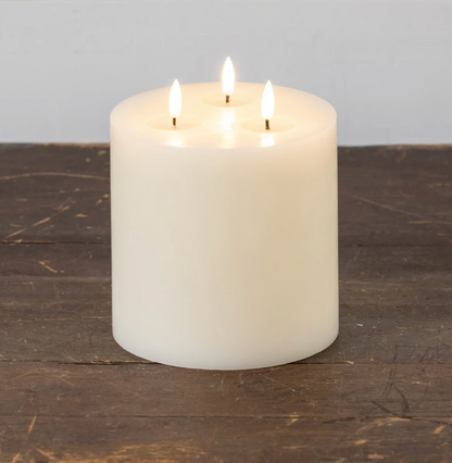7” Cream 3 Wick 3D Flame Candle