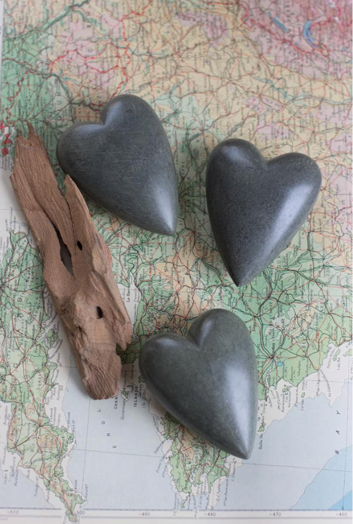 Hand-Carved Stone Heart-Grey