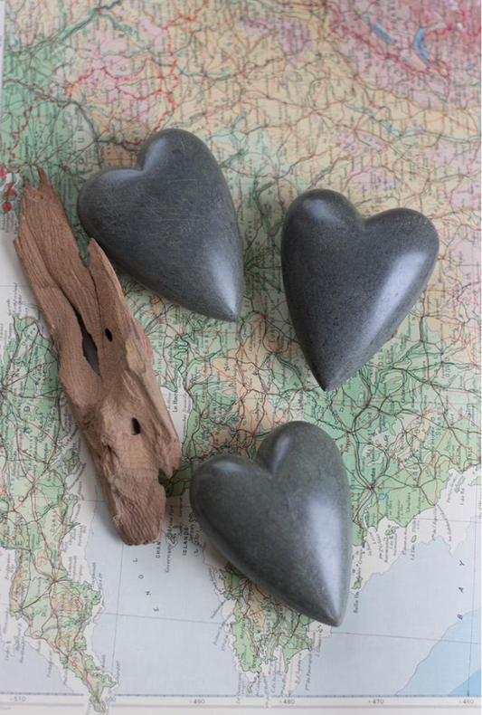 Hand-Carved Stone Heart-Grey