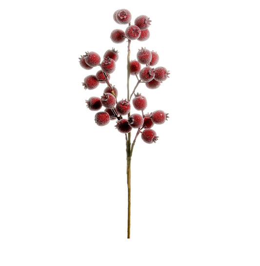 21” Iced Burgundy Berry Pod Spray