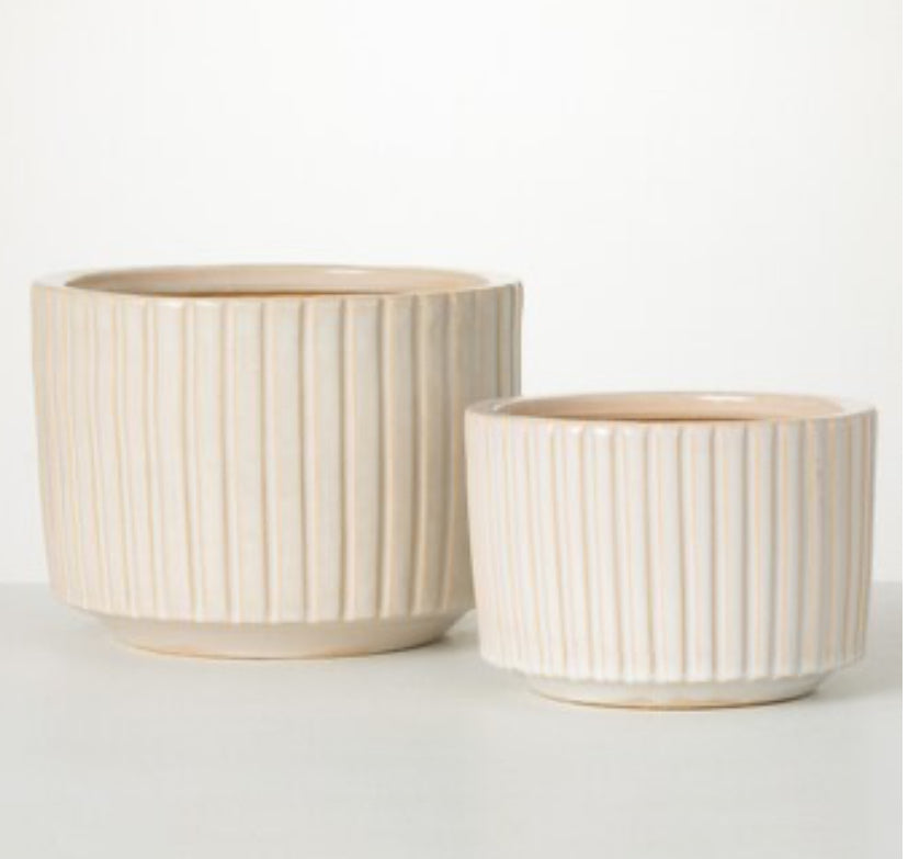 Striped Cream Ceramic Pottery-sm
