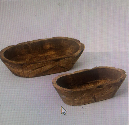 10” Oblong Wood Dough Bowl