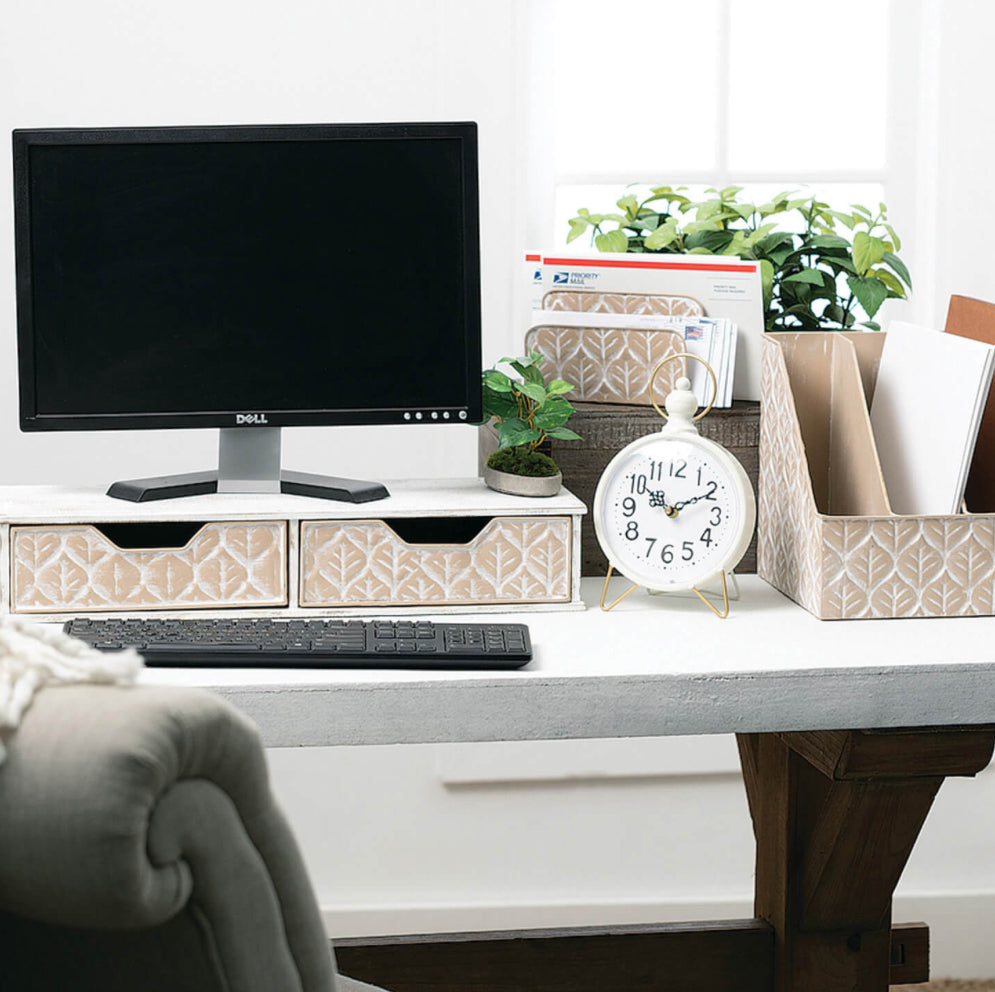 White Metal Desk Top Clock