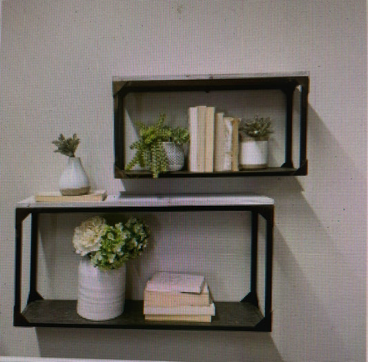 Antique Metal/Wood Shelves- LG