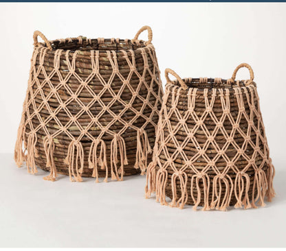 BoHo Basket w/ Macrame- Lg