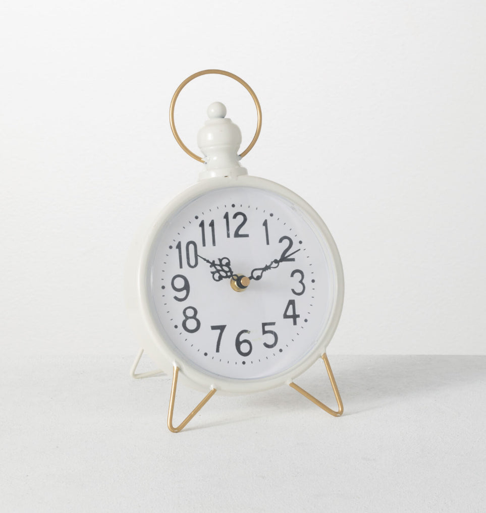 White Metal Desk Top Clock