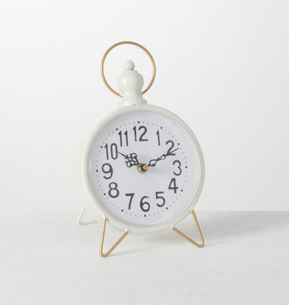 White Metal Desk Top Clock