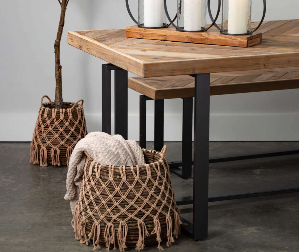 BoHo Basket w/ Macrame- Lg