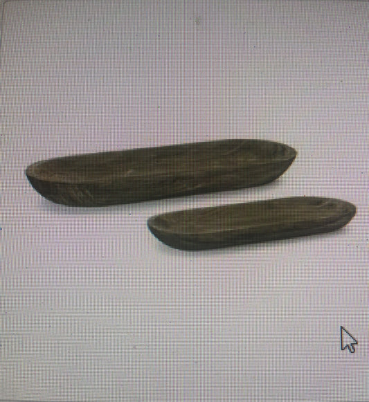 Black Wood Oblong Dough Bowl-LG