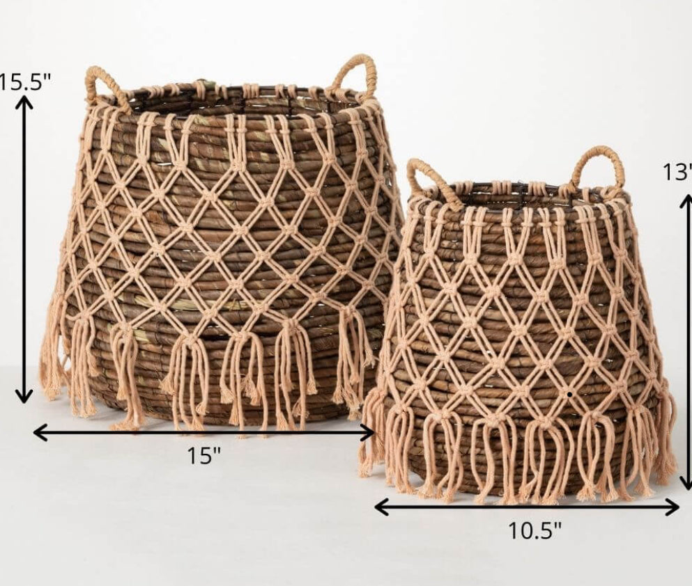 BoHo Basket w/ Macrame- Lg