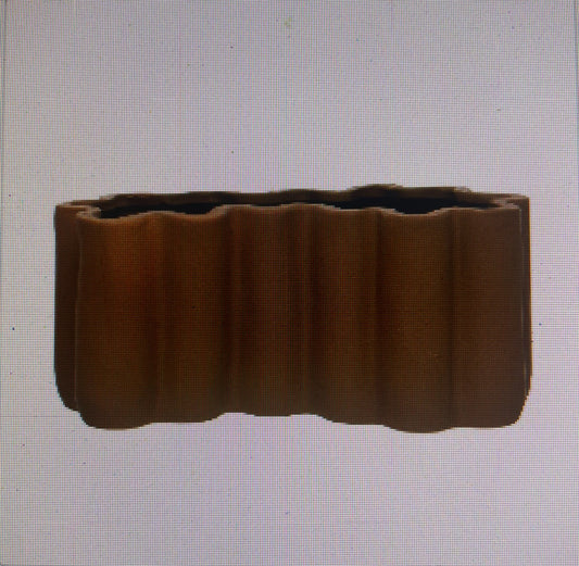 Brown Stoneware Sculpted Pot