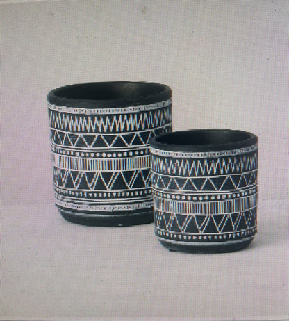 Blk / White Aztec Pottery-SM