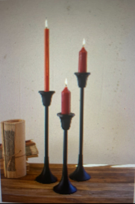 Blk Metal Taper Candle Holder-SM