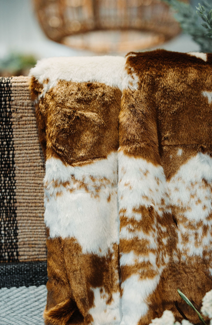 Brown Faux Cow Hide Throw