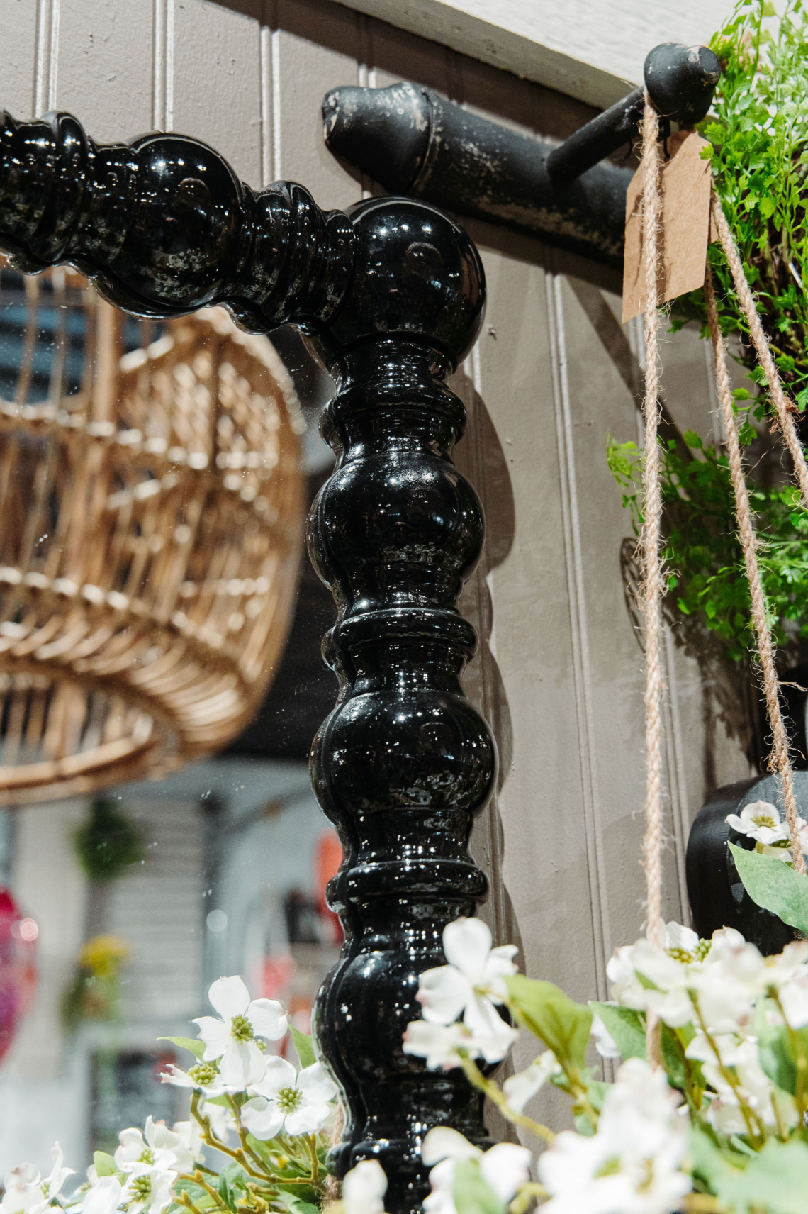 Black Spindle Wood Framed Wall Mirror