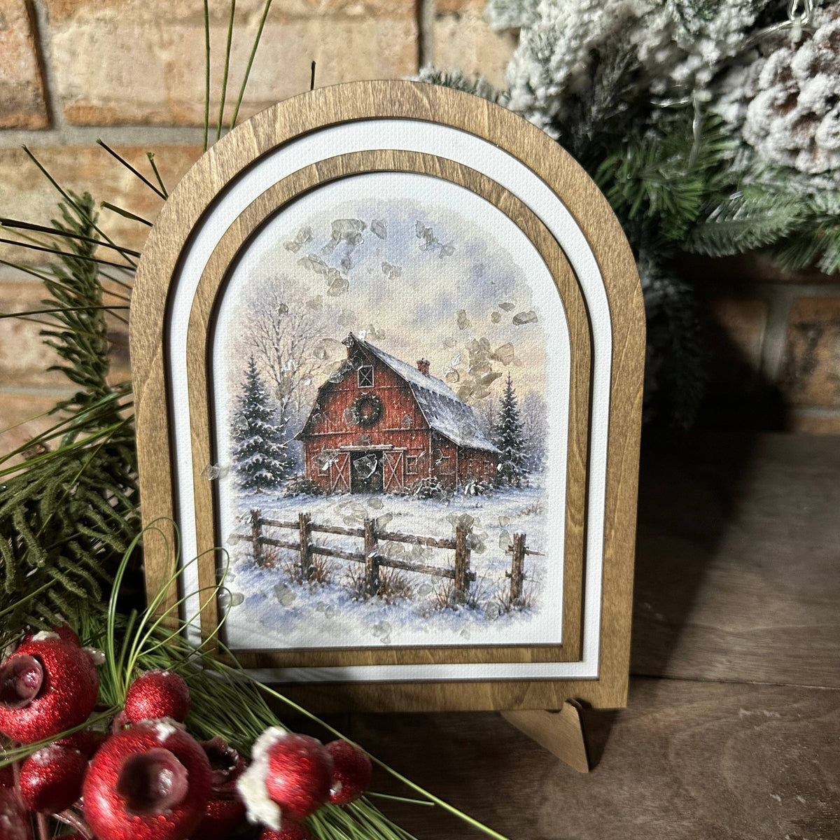 Home for Christmas Red Barn | Canvas Artwork