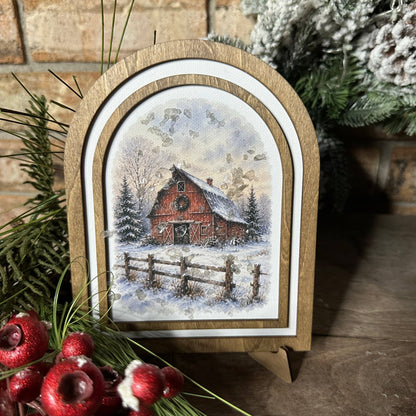 Home for Christmas Red Barn | Canvas Artwork