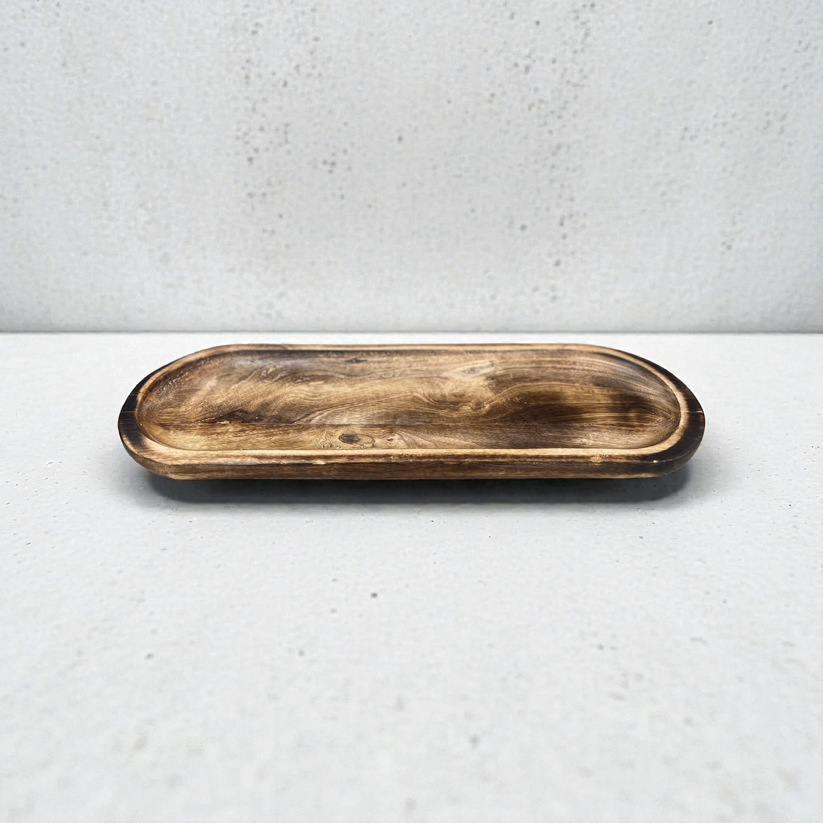 Dark Wood Oval Tray 24x8x1in