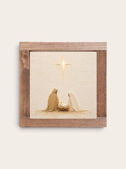 Neutral Nativity, Square | Christmas Nativity Wall Art
