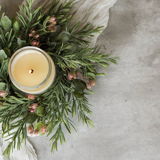 14" ROSEMARY W/ PINK BERRY CANDLE RING