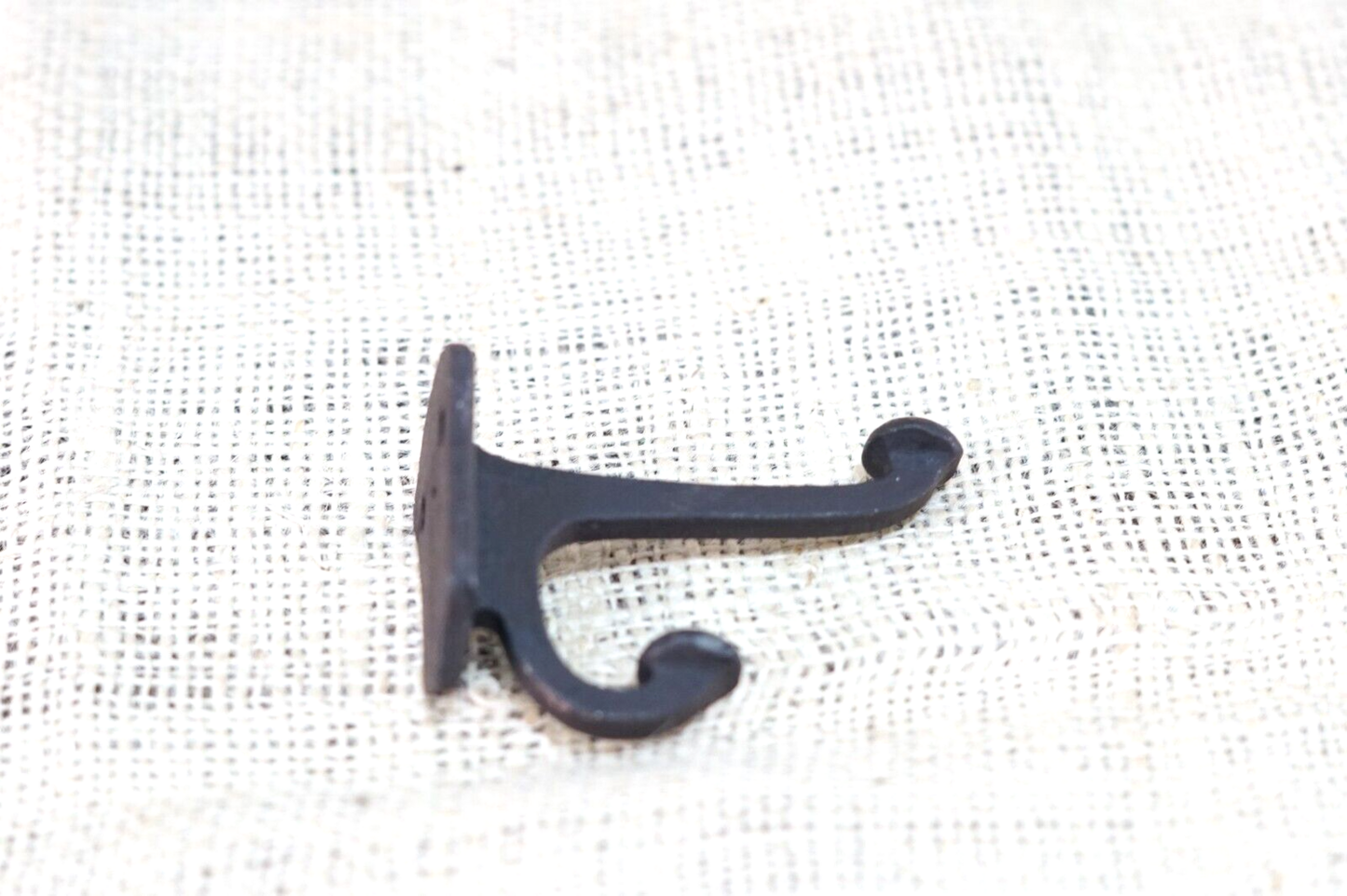 Cast Iron Traditional School Hook -  Matte Black Color