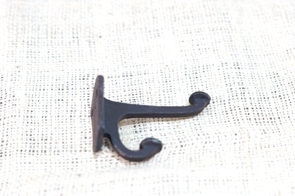 Cast Iron Traditional School Hook -  Matte Black Color
