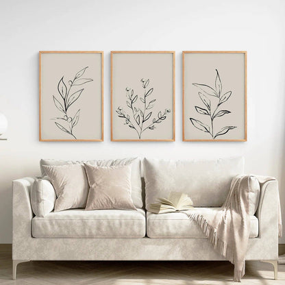 8” x 10” One Line Drawing Print. Contemporary Art Poster-set/3-No frame