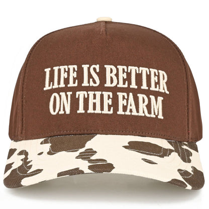 C.C LIFE IS BETTER ON THE FARM Letter Two Tone Trucker Hat