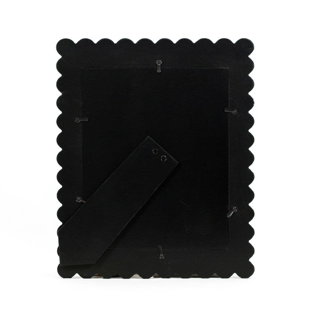 Wood scallop photo frame for 8x10 pic, black  - 17059