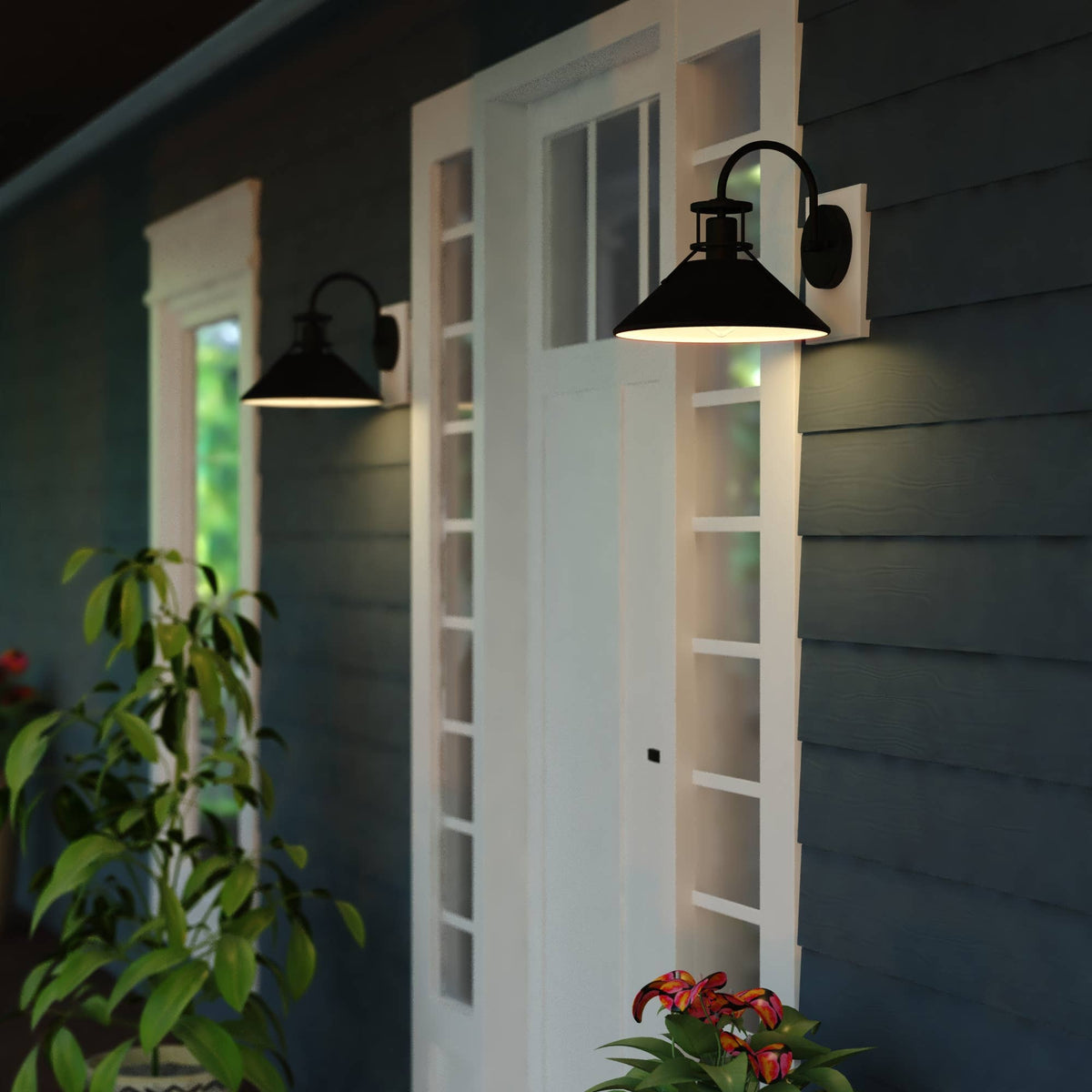 Black & White Outdoor Wall Light, Dusk to Dawn, Dark Sky