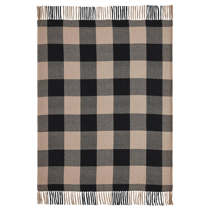 Black Tan Buffalo Check Woven Throw Blanket 50x60