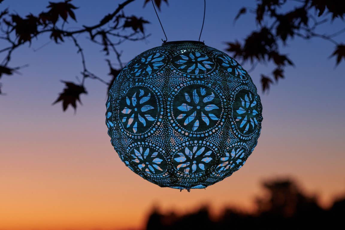 Stella Boho 12" Globe Solar Lantern - Pearl