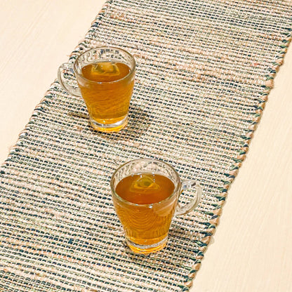 OMBRE TABLE RUNNER, NATURAL JUTE-GREEN, 13''x48''.