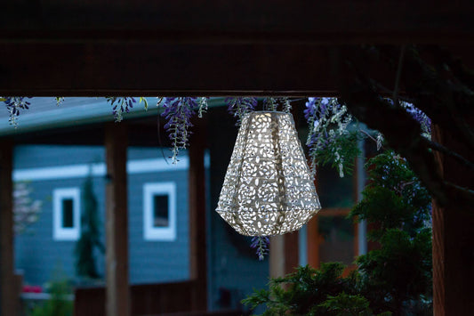 Stella Prism 11" Solar Lantern - Pearl