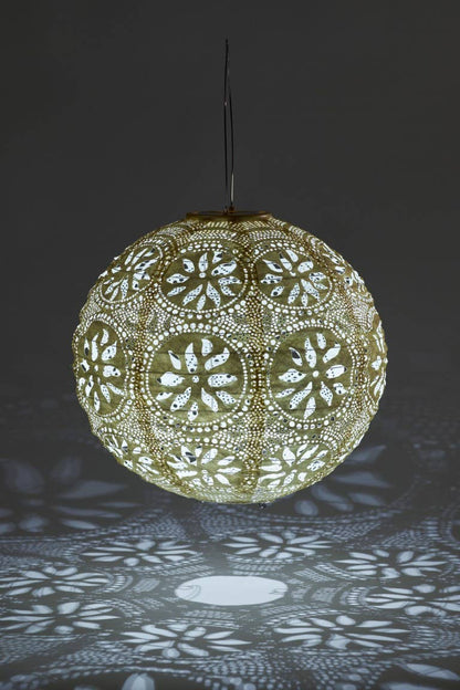 Stella Boho 12" Globe Solar Lantern - Pearl