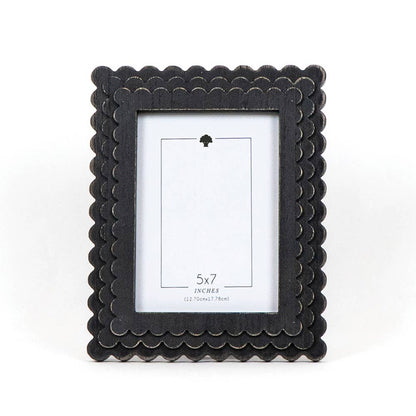Wood Scallop photo frame for 5x7 pic, black  - 17026