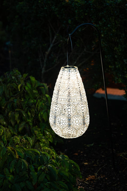 *NEW* Stella Blossom 14" Teardrop Solar Lantern - Pearl
