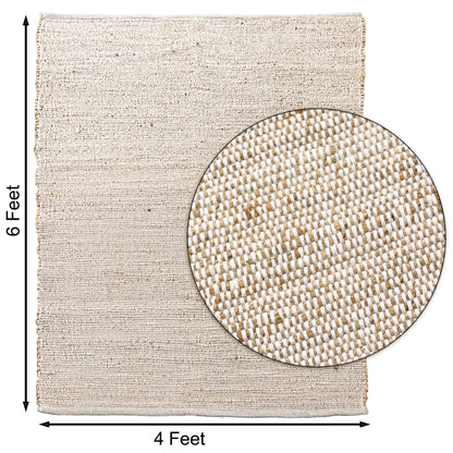 Jute Chindi Rug-Natural Jute-White-4'x6'.