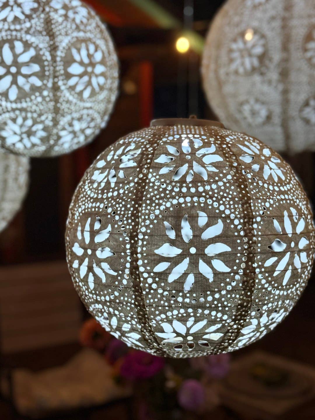 *NEW* Stella Luxe 12" Globe Boho Battery Lantern - Pearl