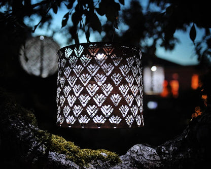 Stella Chevron Drum 7" Solar Lantern - Copper