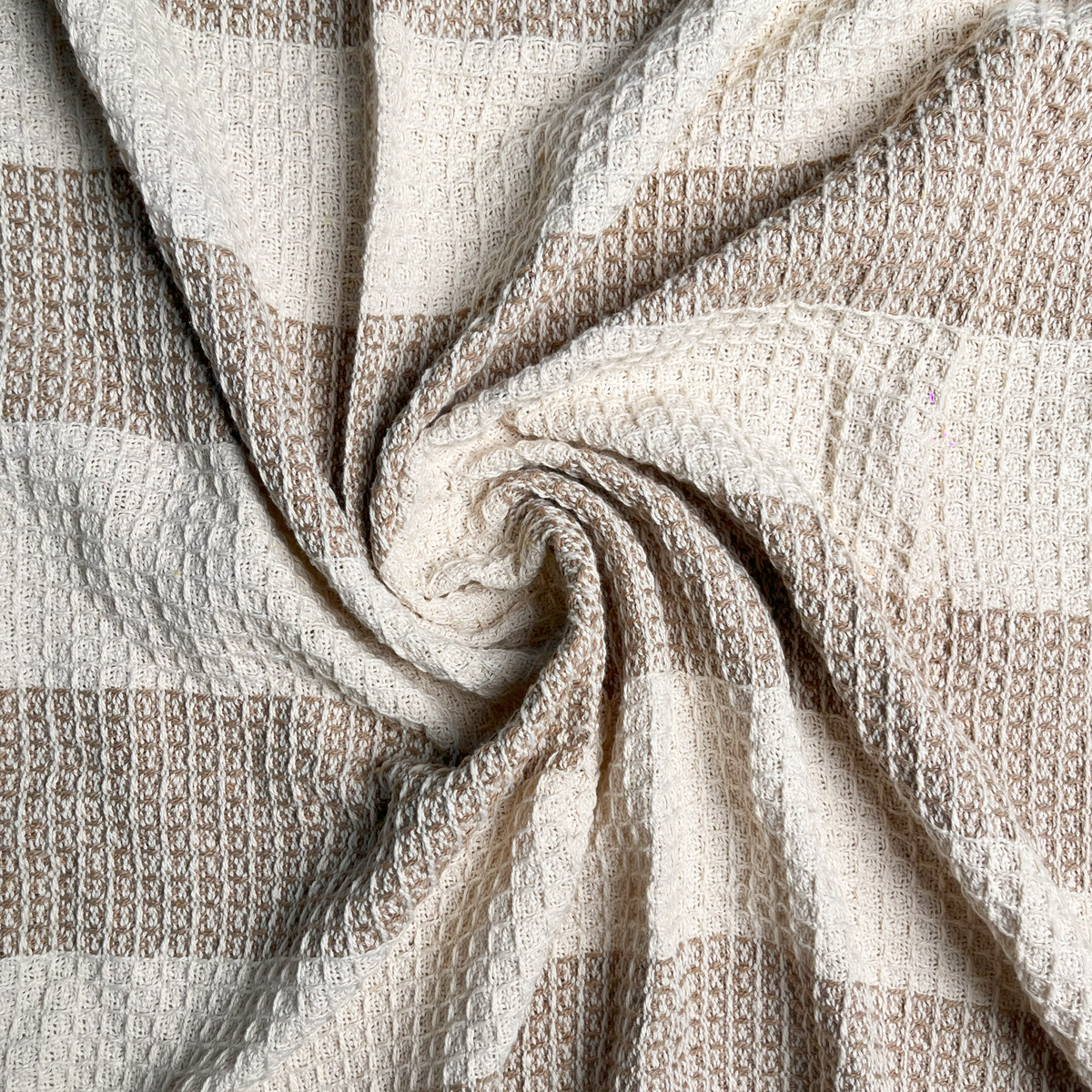 WAFFLE STRIPE THROW, BEIGE-IVORY, 50''x60''
