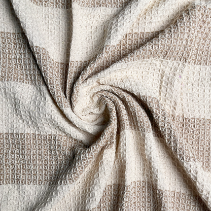 WAFFLE STRIPE THROW, BEIGE-IVORY, 50''x60''