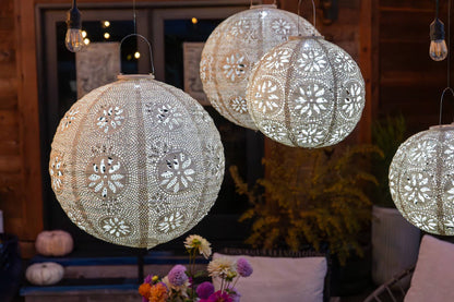*NEW* Stella Luxe 18" Globe Boho Battery Lantern - Pearl