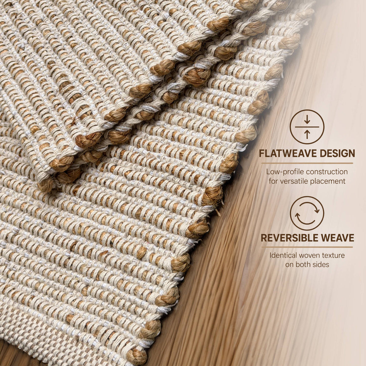 Jute Chindi Runner-Natural Jute-Ivory-2'x7'.