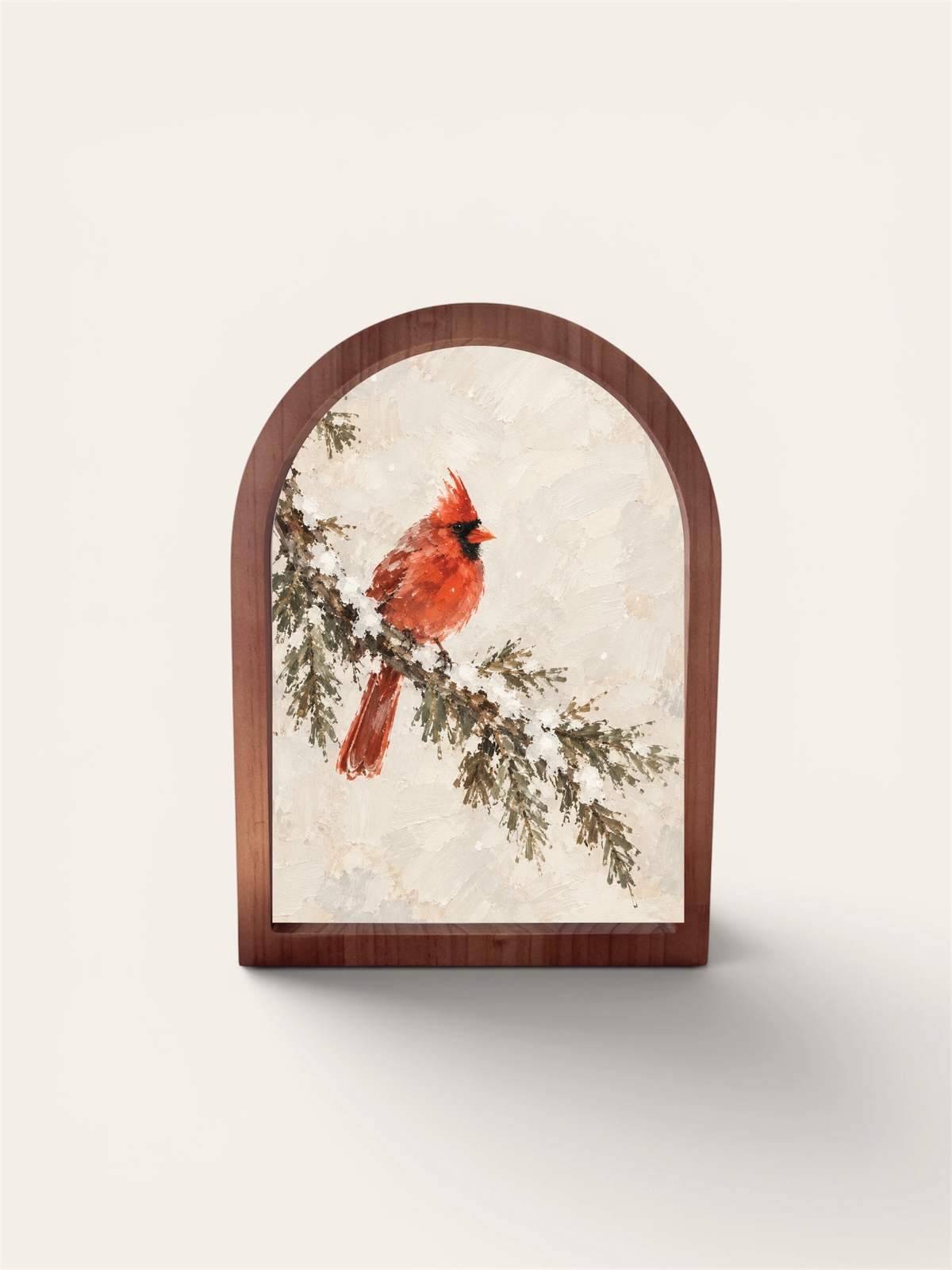 Painterly Cardinal on Snowy Branch, Arch | Holiday 2026
